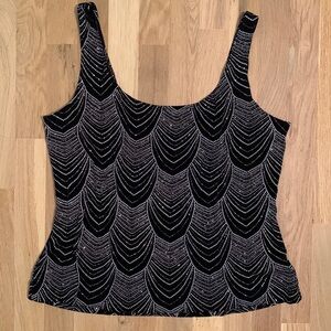 ALEX Evenings Sparkly Glittered Black Tank Top Geometric Design Women’s XL